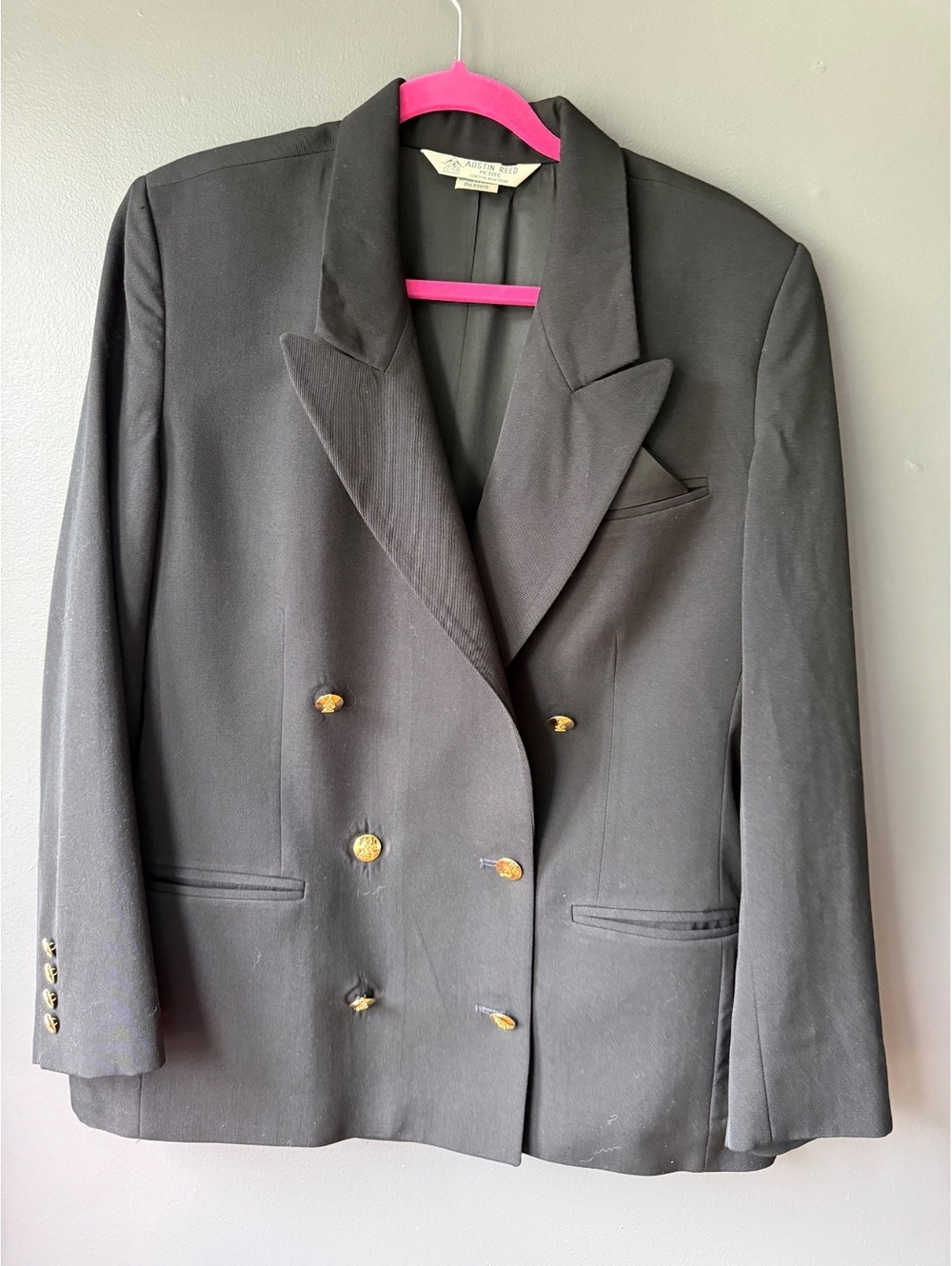 Austin Reed Petite Black Double-Breasted Blazer with Gold Buttons